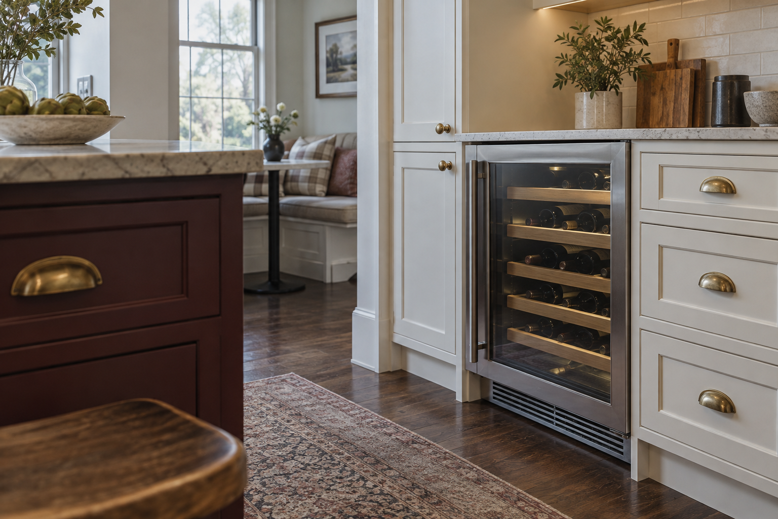 Illustrative Viking wine cooler in a residential kitchen — AI image for Viking Repair Pelham Manor